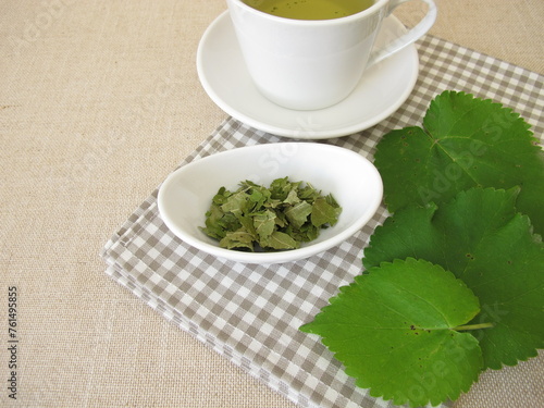 Mulberry leaf tea made from dried leaves from the white mulberry tree