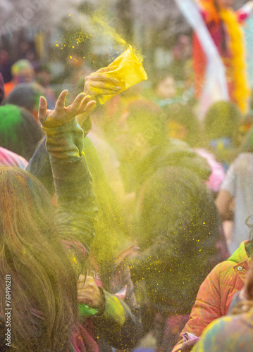 Holi Festival, Indian hindu party that point the beginning of the Spring with people playing with colourful powders