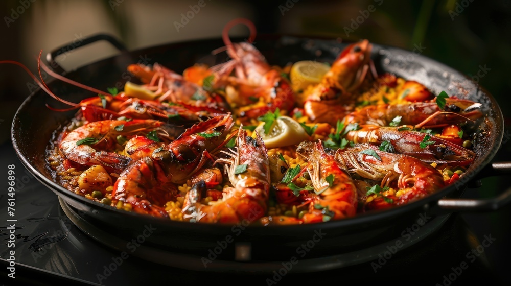 Authentic Spanish Paella with Ibiza Red Shrimp