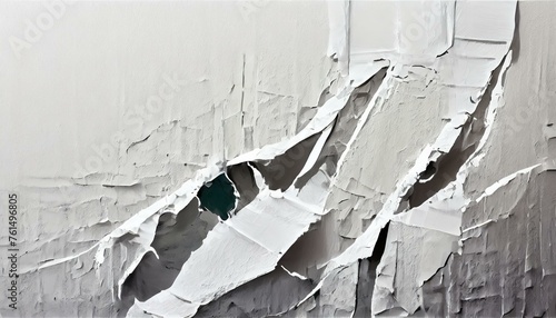 Illustration of white poster paper texture wet and stuck to the wall 