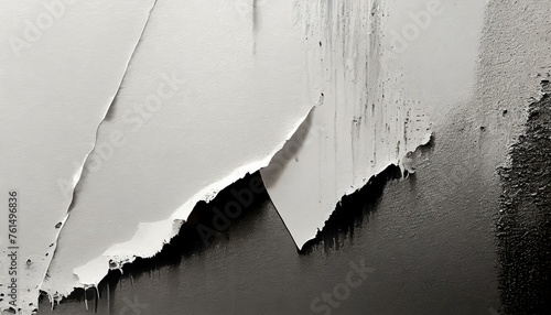 Illustration of white poster paper texture wet and stuck to the wall 