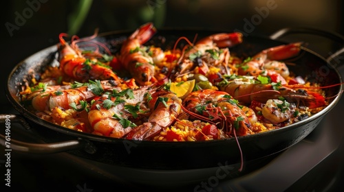 Authentic Spanish Paella with Ibiza Red Shrimp