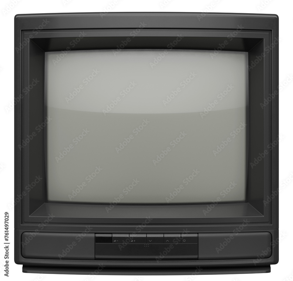 Turned Off Retro TV Set From 90s. 3D Illustration - obrazy, fototapety, plakaty 