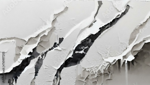 Illustration of white poster paper texture wet and stuck to the wall 