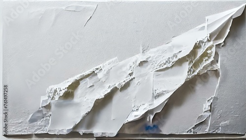 Illustration of white poster paper texture wet and stuck to the wall 