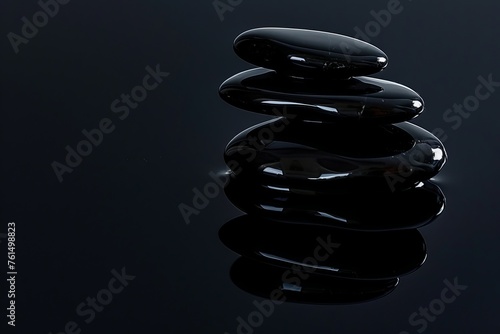 black zen stones isolated on black background