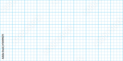 Sheet of graph paper with grid. Millimeter paper texture, geometric pattern. Blue lined blank for drawing, studying, technical engineering or scale measurement. Vector illustration 