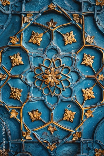 Detailed close up of a decorative design on a wall, suitable for interior design concepts