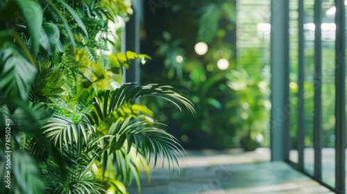 A room filled with lush green plants, perfect for botanical themes