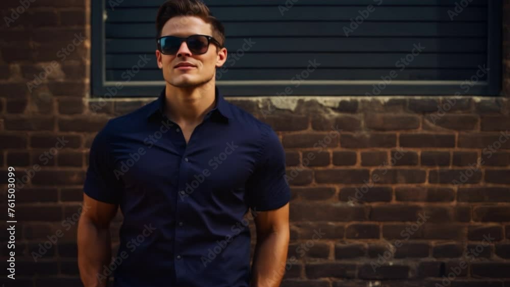Casual business portrait in front of a brick wall Casual business portrait in front of a brick wall