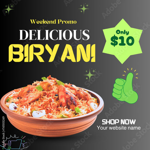 Delicious indian food menu for social media post and web banner template