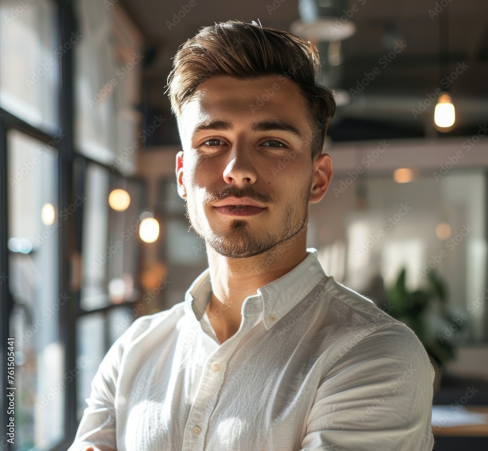 Portrait of a young male professional stylish haircut Portrait of a young male professional stylish haircut