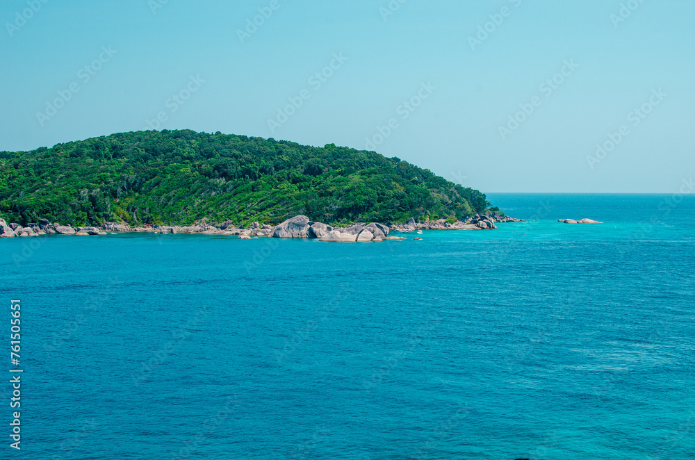 Tropical islands of ocean blue sea water and white sand beach at  Islands. Thailand nature landscape