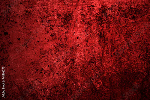 Red wall texture background. scary red wall for background, Old shabby blood paint and plaster cracks.