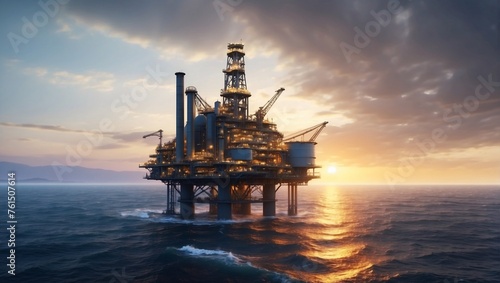 Offshore gas rigs dot horizon, silent sentinels of our energy needs. Their presence speaks to relentless pursuit of innovation, as we venture into depths in search of sustenance for our civilization photo