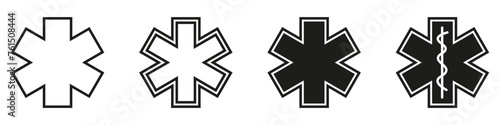 Emergency star vector icons isolated. Ambulance emergency concept. Emergency staff signs symbols.
