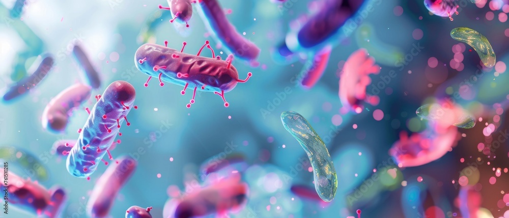Exploring the microbiome for pharmaceuticals detailed lab research on bacteria and drugs - obrazy, fototapety, plakaty 
