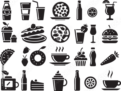 Food and Drinks Icons Silhouettes Food EPS Vector Drinks Clipart