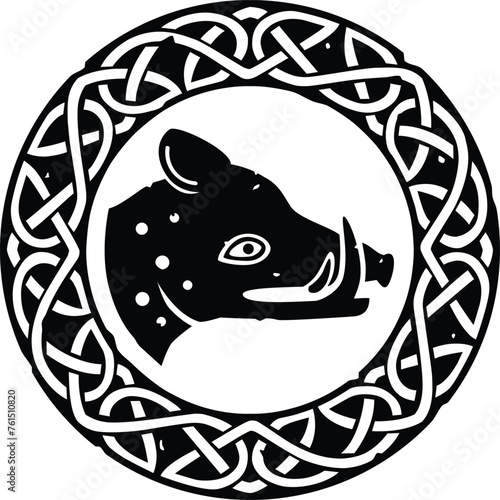 Celtic Circle or Ring with Boar Head