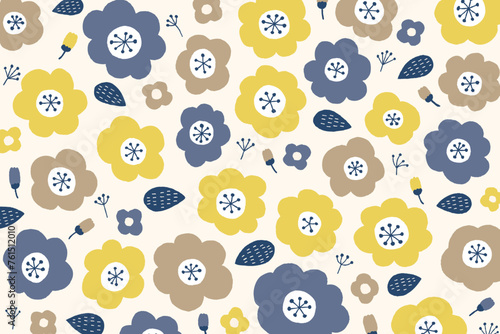 SDGsやエコロジーイメージの木や草花のかわいい北欧デザイン背景素材
