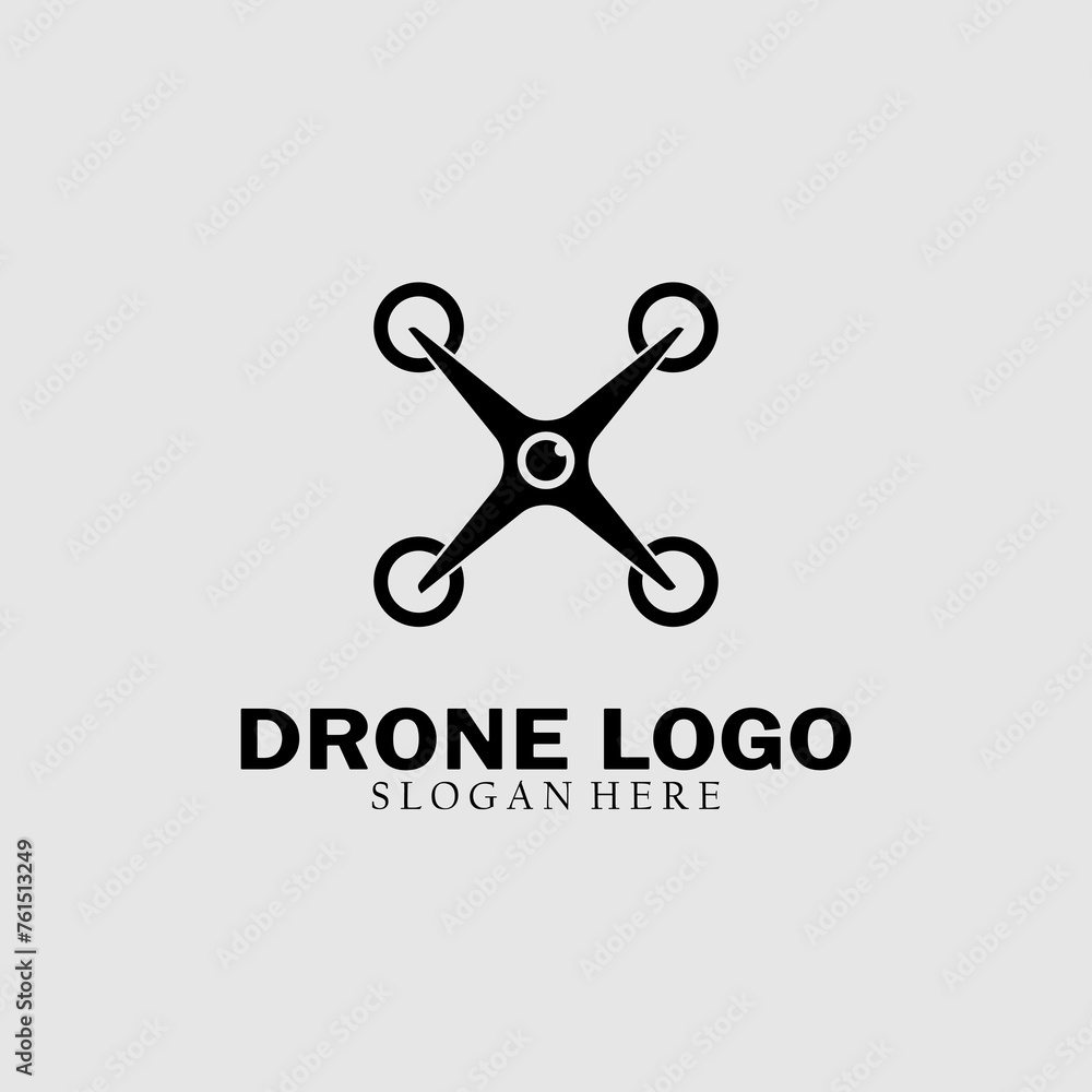 Quadcopter drone logo template. Drone vector illustration. Quadcopter drone logo template. Drone vector illustration.
