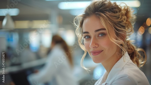 Woman in White Shirt Smiling
