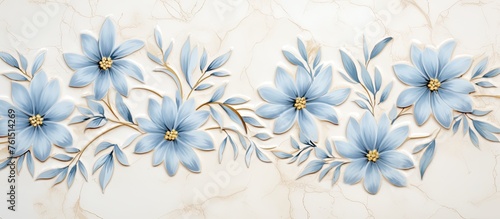 A row of electric blue flowers with yellow centers are blooming on a white background. These herbaceous plants make a beautiful groundcover and can be used as cut flowers for events