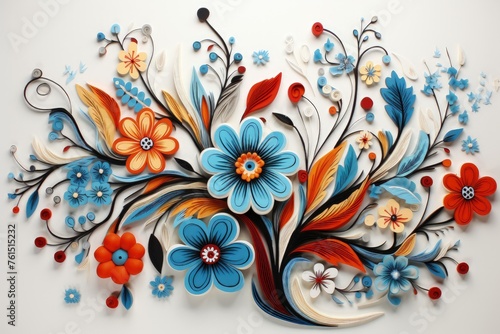 Colorful Flowers Painting on White Wall