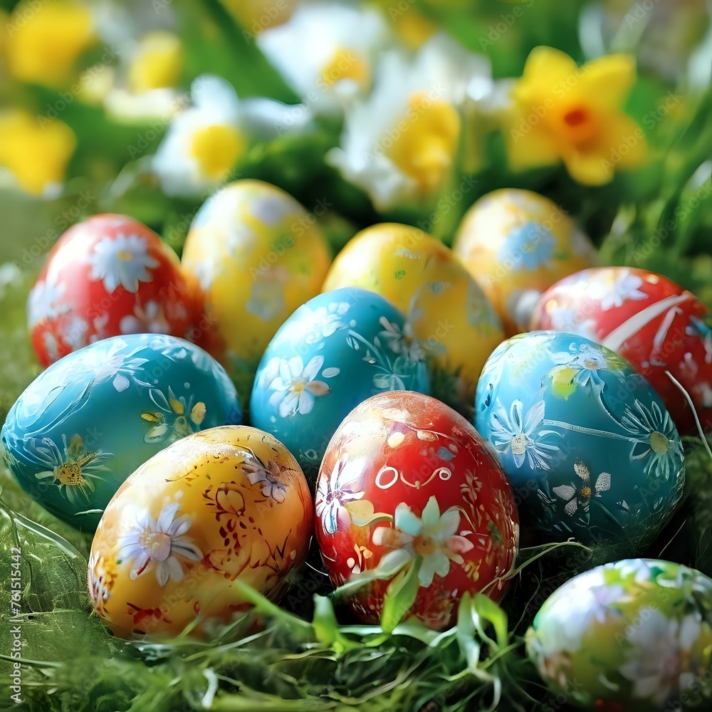 Easter Morning: Sunlit Tulips and Painted Eggs Easter Morning: Sunlit Tulips and Painted Eggs