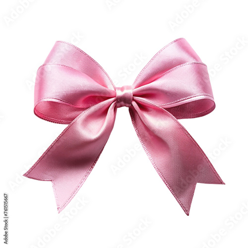Beautiful big bow made of pink ribbon isolated on Transparent background.