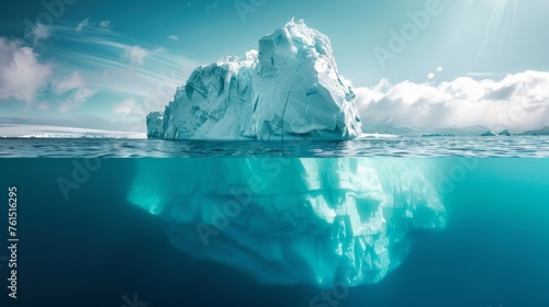 surface and underwater sides of an iceberg floating in the antarctic sea © urdialex