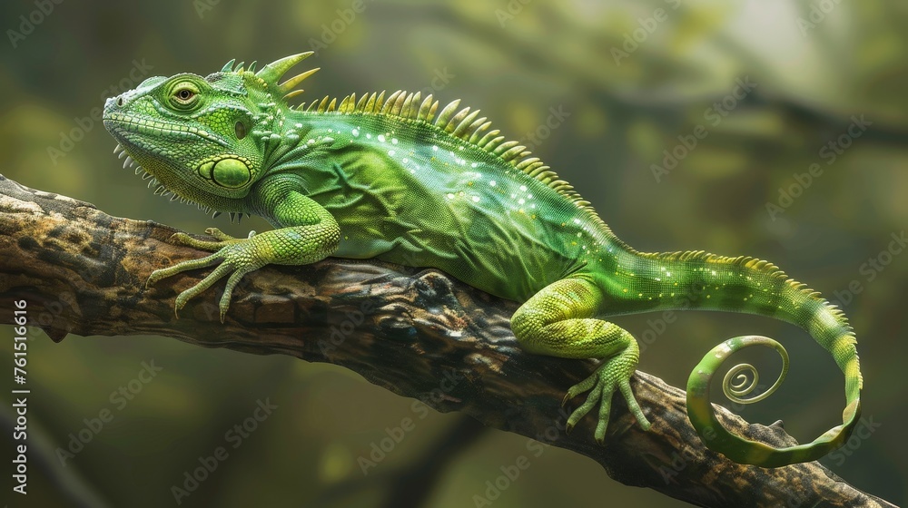 Fototapeta premium close up of a green lizard 