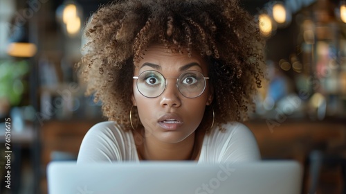Woman With Glasses Looking at Laptop