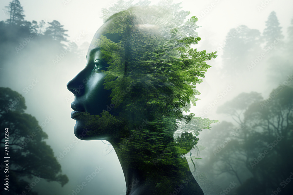 © deagreez - Creative double exposure portrait of attractive woman with forest environment and conservation concept generative AI © deagreez - Creative double exposure portrait of attractive woman with forest environment and conservation concept generative AI