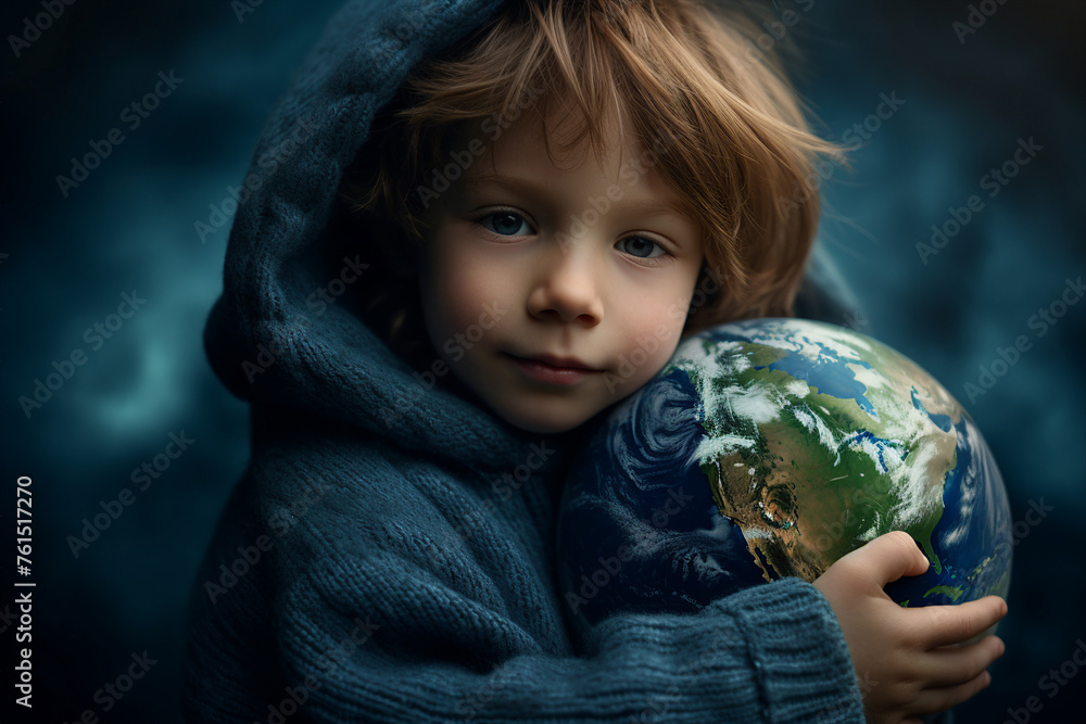 Naklejka premium Caring for the environment ecology concept of saving the world and love nature by human generative AI