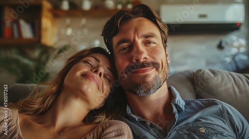 A Man and a Woman Sitting on a Couch