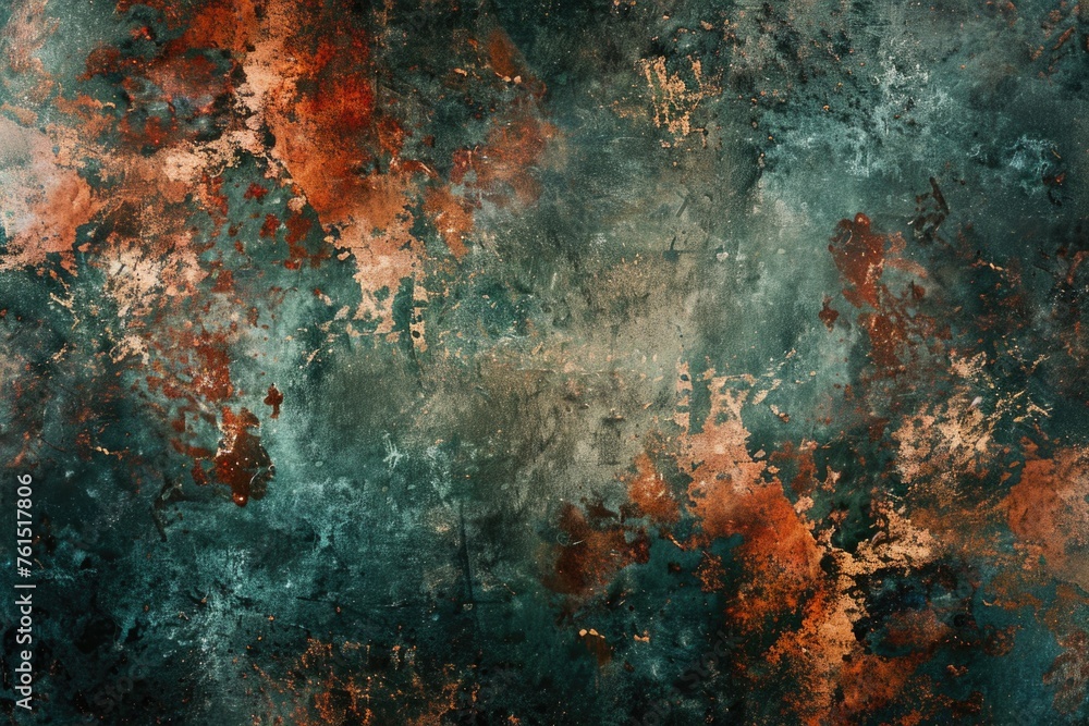 Abstract painting of rust and paint on a wall. Suitable for backgrounds and artistic projects - obrazy, fototapety, plakaty 