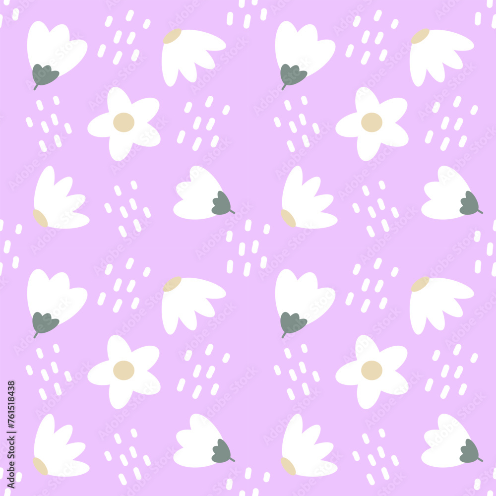 seamless pattern with white flowers on purple background seamless pattern with white flowers on purple background