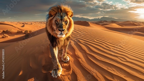 photo wildlife lion on desert photo