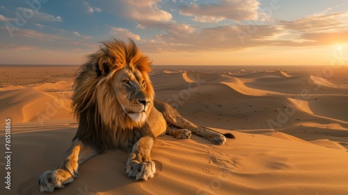 photo wildlife lion on desert photo