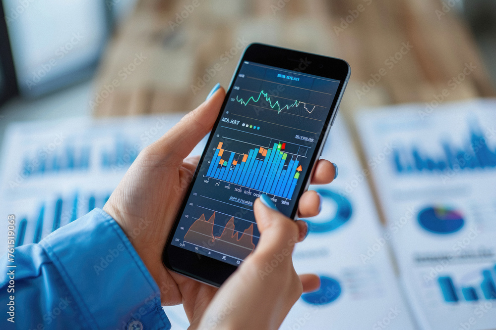 Stock trading investor, trader or broker using crypto exchange platform app on smartphone analysing exchange market chart investing money in financial market on mobile screen with cell phone in hands. Stock trading investor, trader or broker using crypto exchange platform app on smartphone analysing exchange market chart investing money in financial market on mobile screen with cell phone in hands.