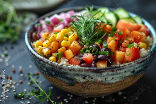 Colorful Bean Salad with a Medley of Fresh Vegetables and Herbs