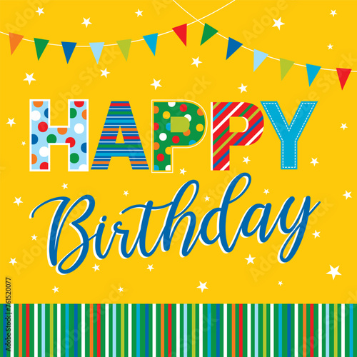 birthday greeting card on yellow color background