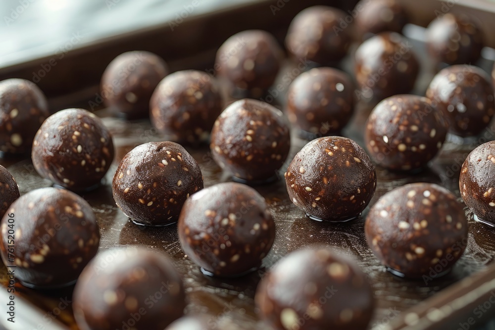 Assorted Chocolate Energy Balls on a Cutting Board Assorted Chocolate Energy Balls on a Cutting Board