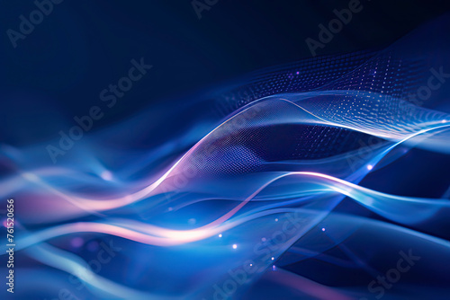Obraz na płótnie Abstract blue light track. AI technology generated image w salonie