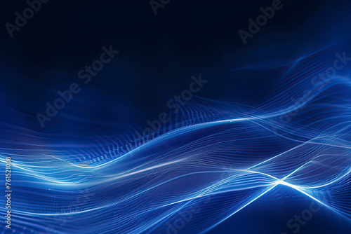 Obraz na płótnie Abstract blue light track. AI technology generated image w salonie