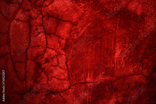 Fototapeta Naklejka Na Ścianę i Meble -  Red wall texture background. scary red wall for background, Old shabby blood paint and plaster cracks.
