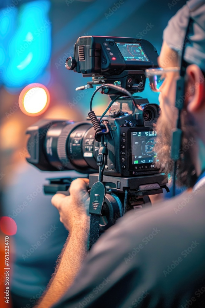 A man with a beard holding a video camera. Perfect for technology and videography concepts A man with a beard holding a video camera. Perfect for technology and videography concepts