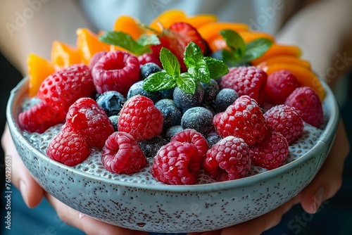 Berry Bliss  A Vibrant Bowl of Chia Pudding with Fresh Fruits
