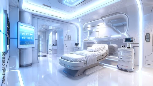 world health day concept, interior futuristic of hospital stock video background looping 4k photo